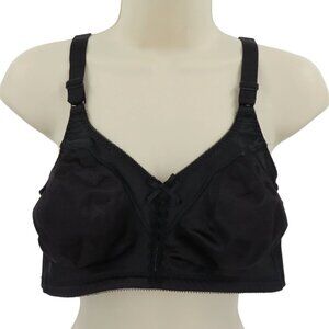 Bali 38D Bra 3820 Double Support Wire Free Wireless Black Unlined Bow Lace Women